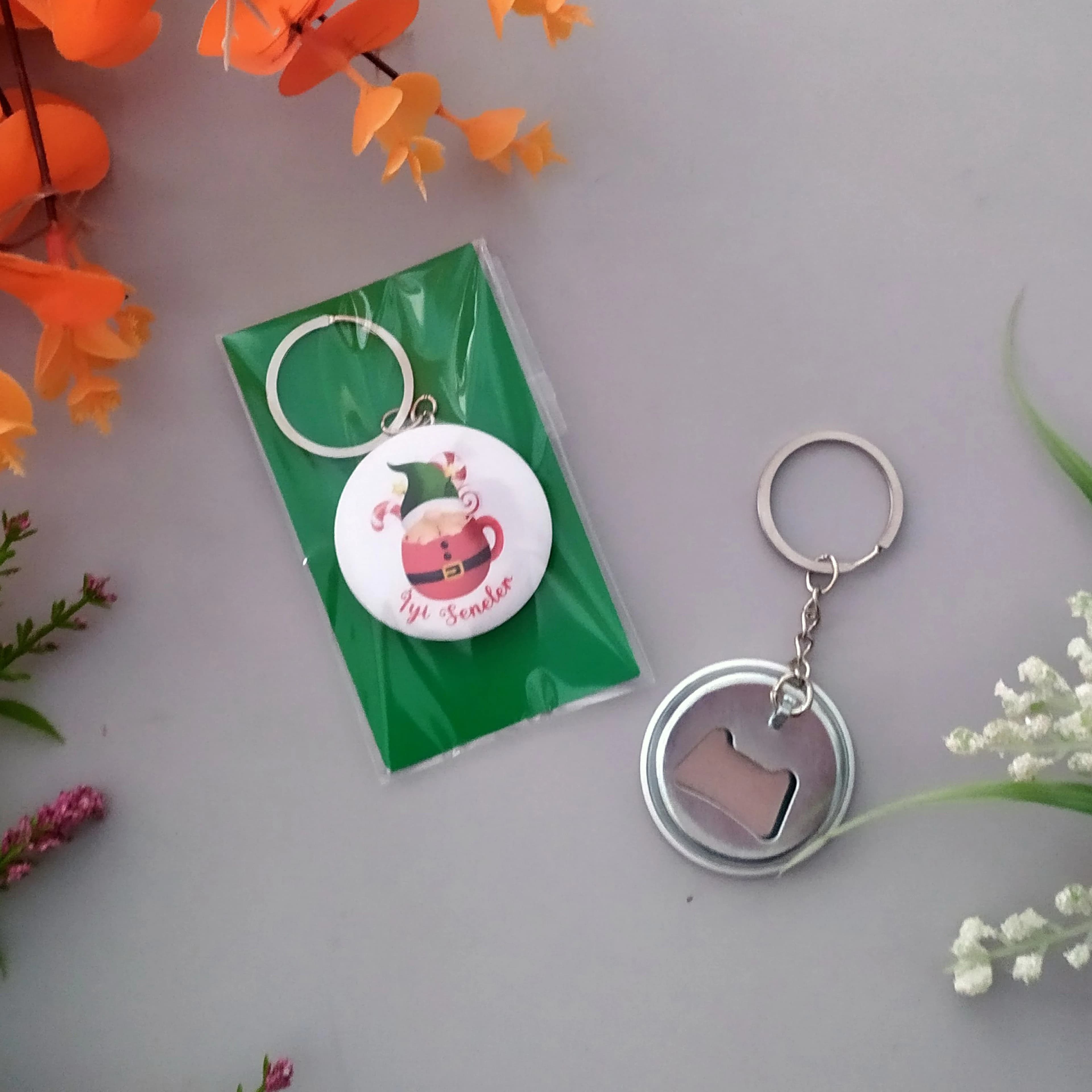 Yeni Yıl Tema Buton Açacak Anahtarlık
