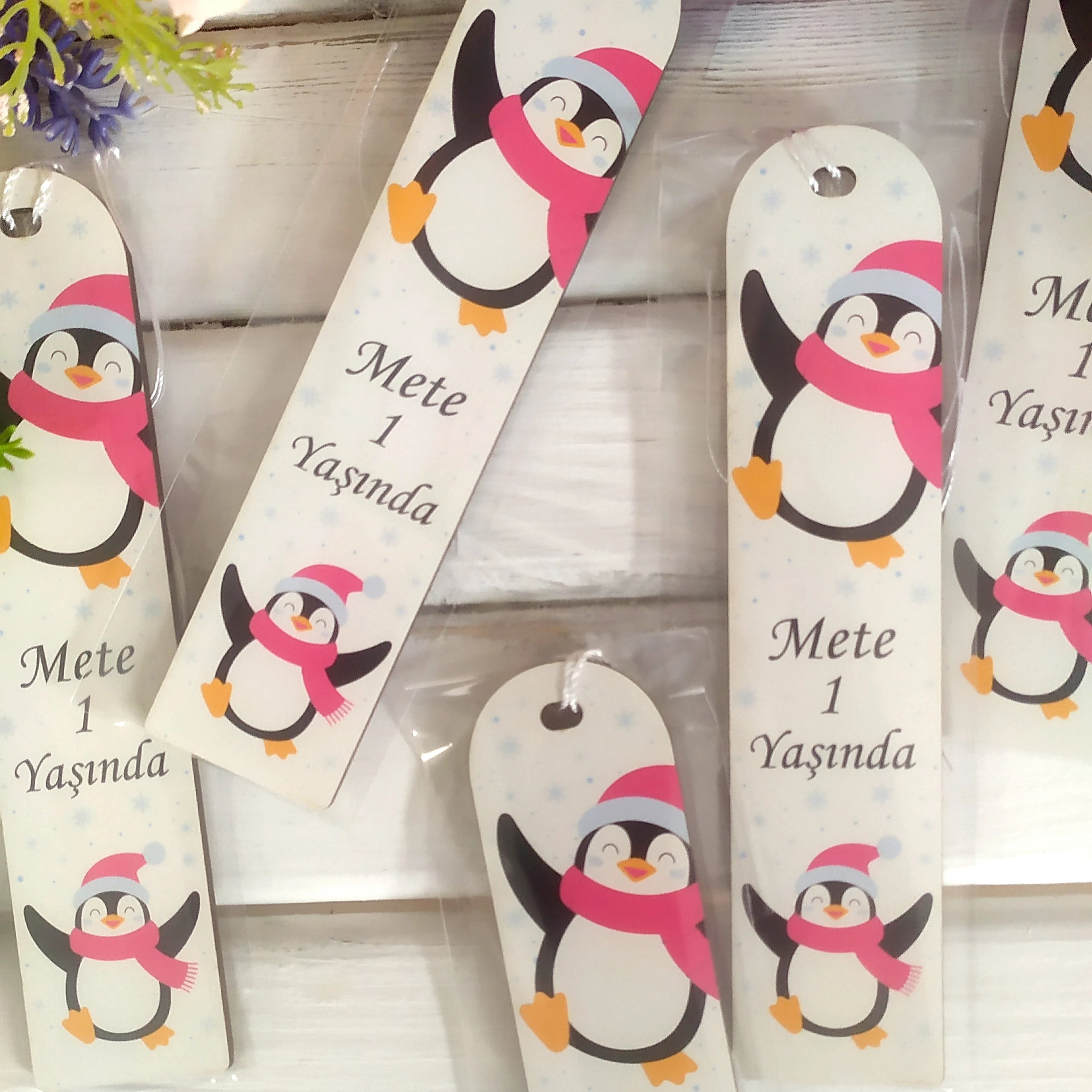 Penguen Tema Ahşap Kitap Ayracı