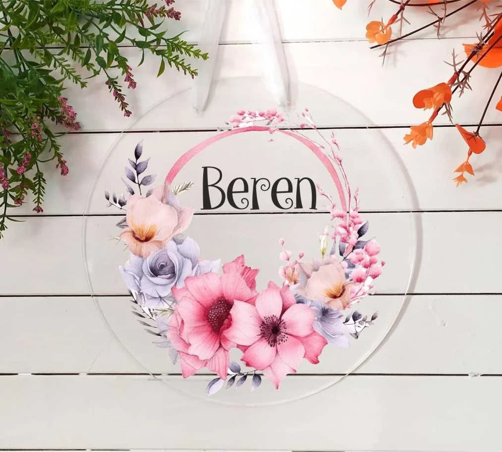 Çiçek Tema Pleksi Kapı Süsü