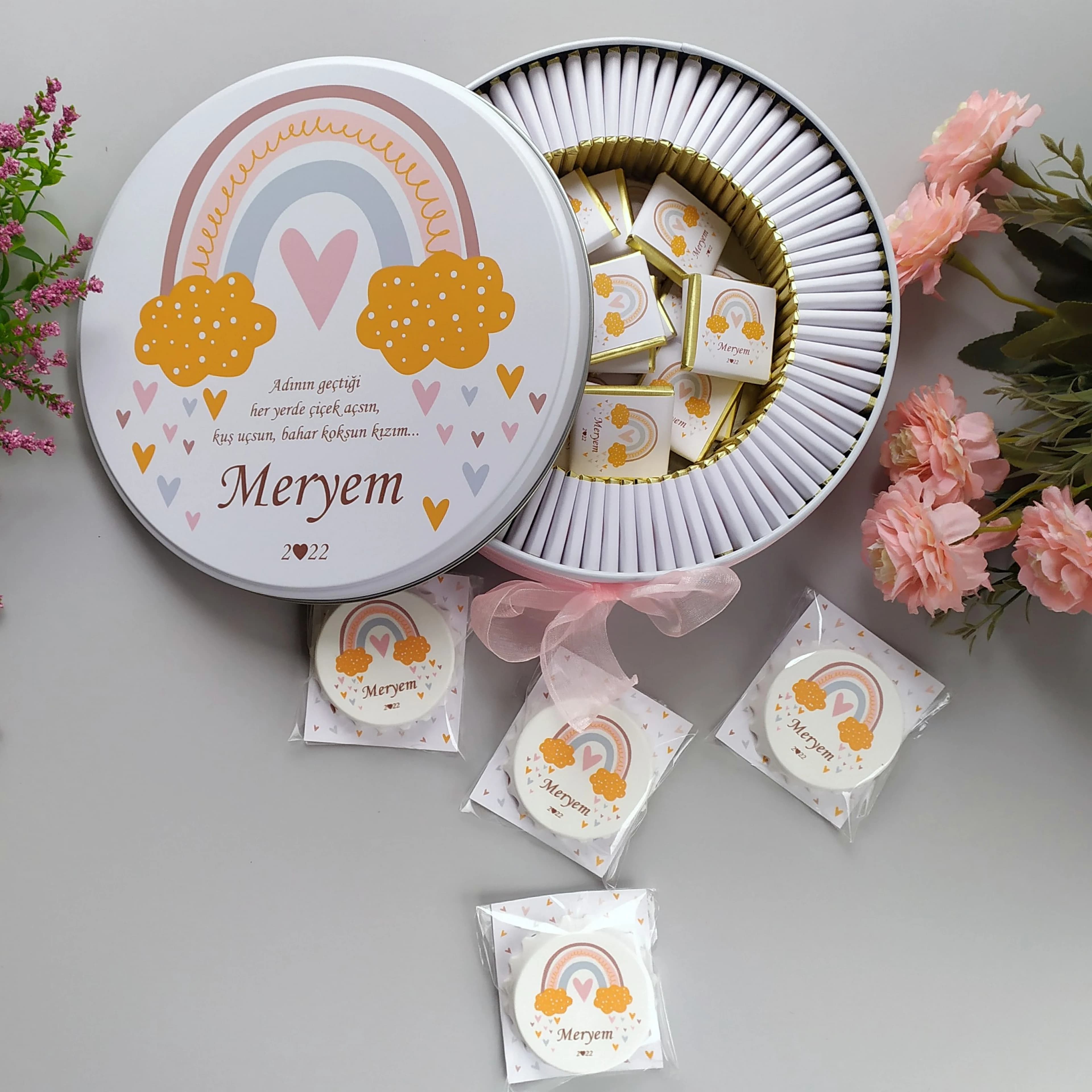 Gökkuşağı Konsept 50 Çikolata 25 Yuvarlak Açacak Magnet