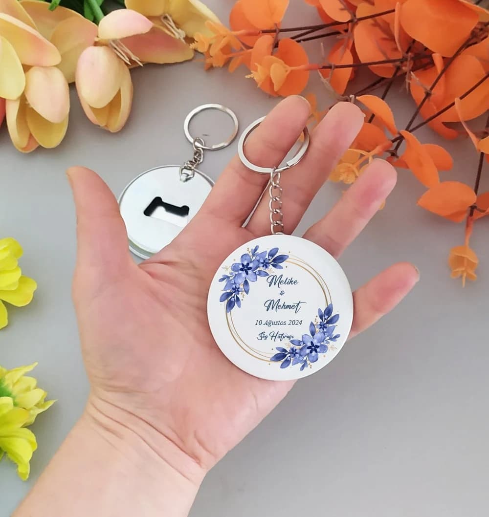 Çiçek Tema Nikah Buton Açacak Anahtarlık