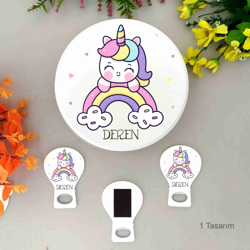 Unicorn Tema 100 Bebek Çikolatası 25 Açacak Magnet