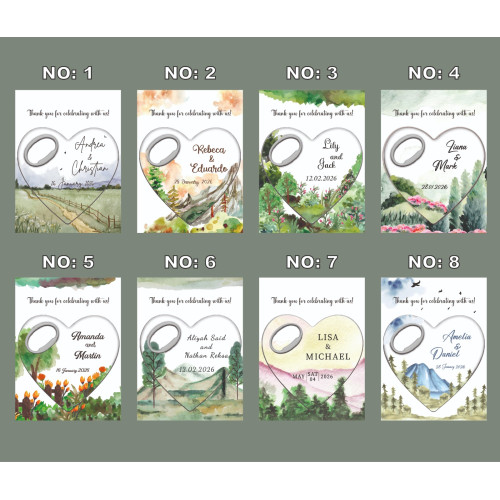 Nikah Hatırası -Kalp -Açacak Magnetler -Jelatin Paketli-16 Tasarım