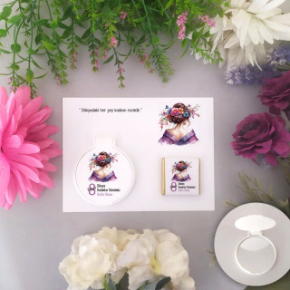 8 Mart Temalı 2'li Set Ayna ve Çikolata