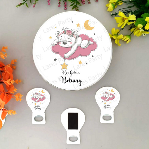 Pembe Ayıcık Konsept 50 Çikolata 25 Balon Açacak Magnet
