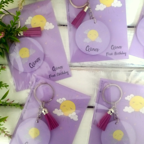 Güneş Tema Pleksi Anahtarlık